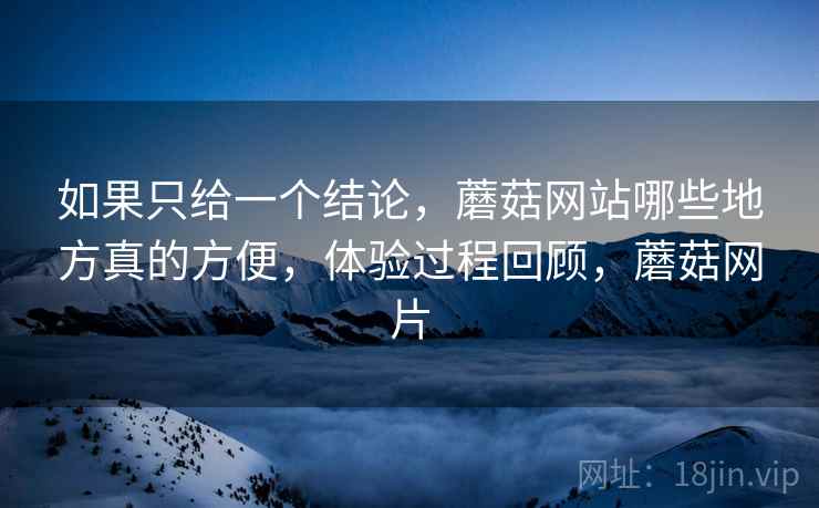 如果只给一个结论，蘑菇网站哪些地方真的方便，体验过程回顾，蘑菇网片